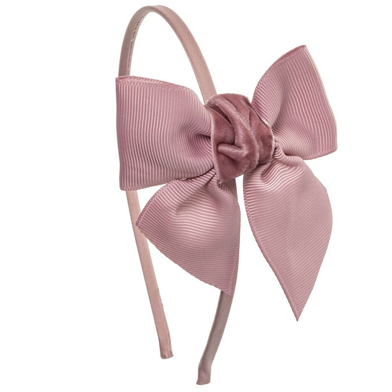 Hairband with grosgrain bow and velvet knot - Siena