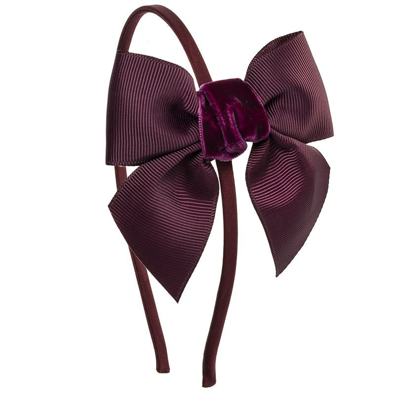 Hairband with grosgrain bow and velvet knot - Siena