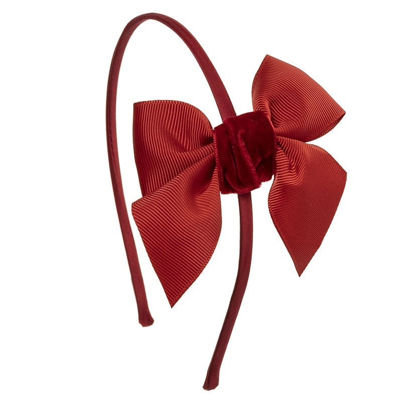 Hairband with grosgrain bow and velvet knot - Siena