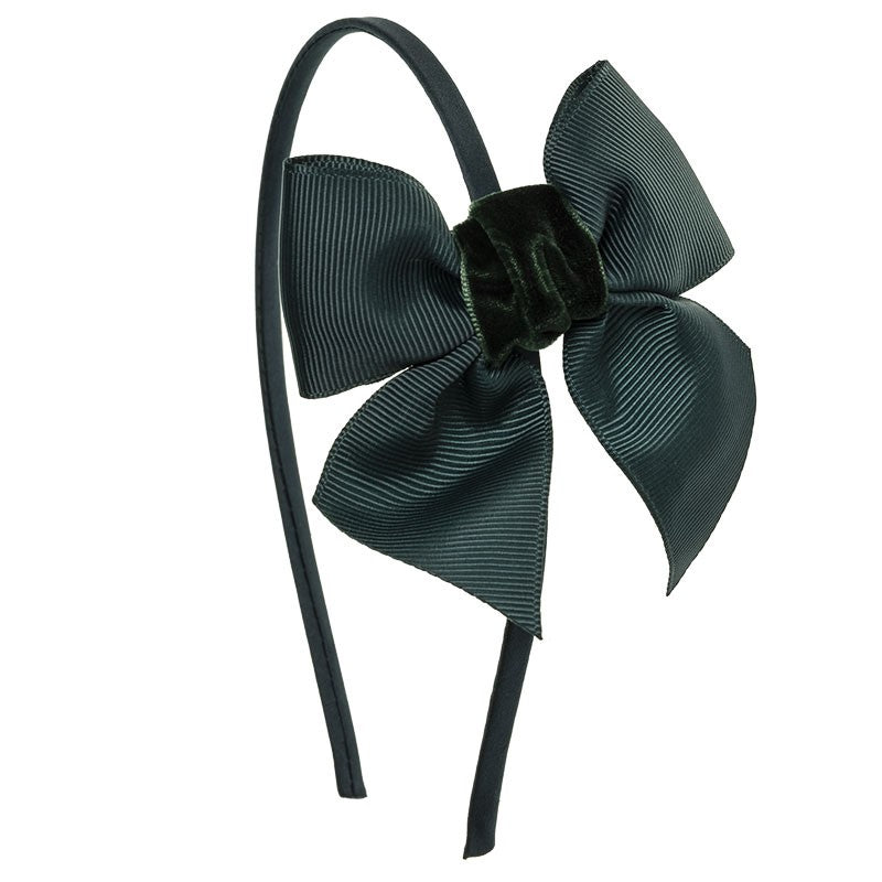 Hairband with grosgrain bow and velvet knot - Siena