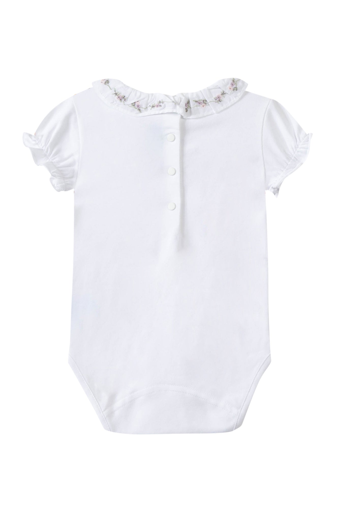 Bodysuit - White jersey with floral embroidered collar - Tartine Et Chocolat