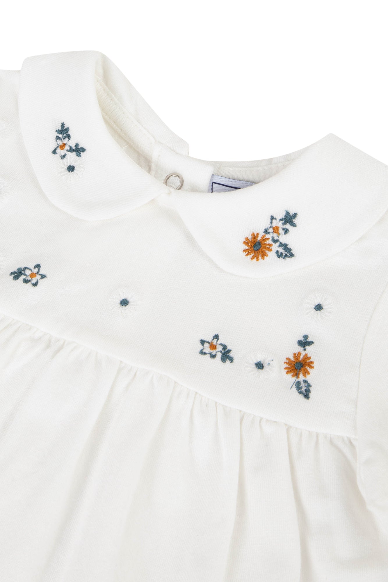 Blouse - Mother-of-pearl with floral embroidery Pearl / 1Y