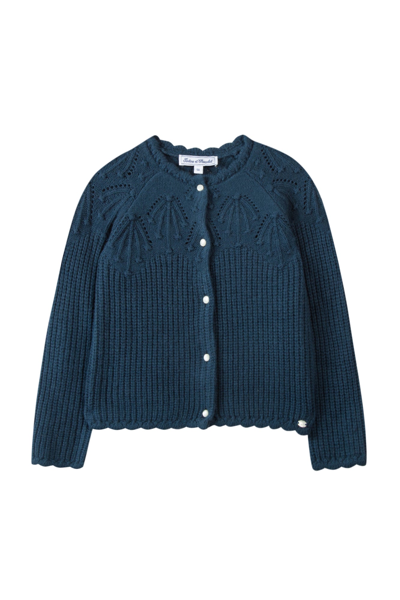 Cardigan - Turquoise openwork jersey Turquoise / 5Y