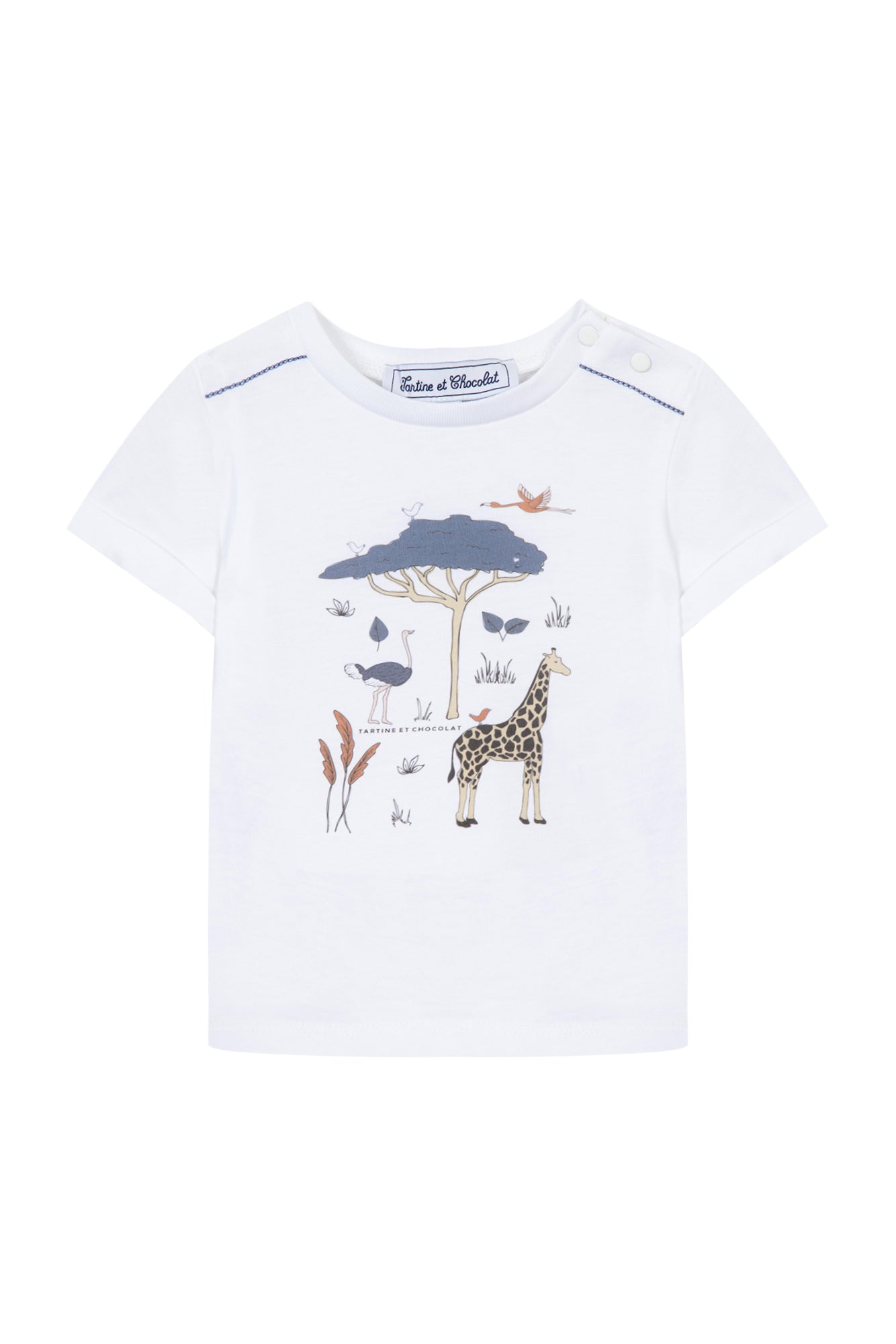 T-Shirt - White Illustration Wild Animals White / 9M