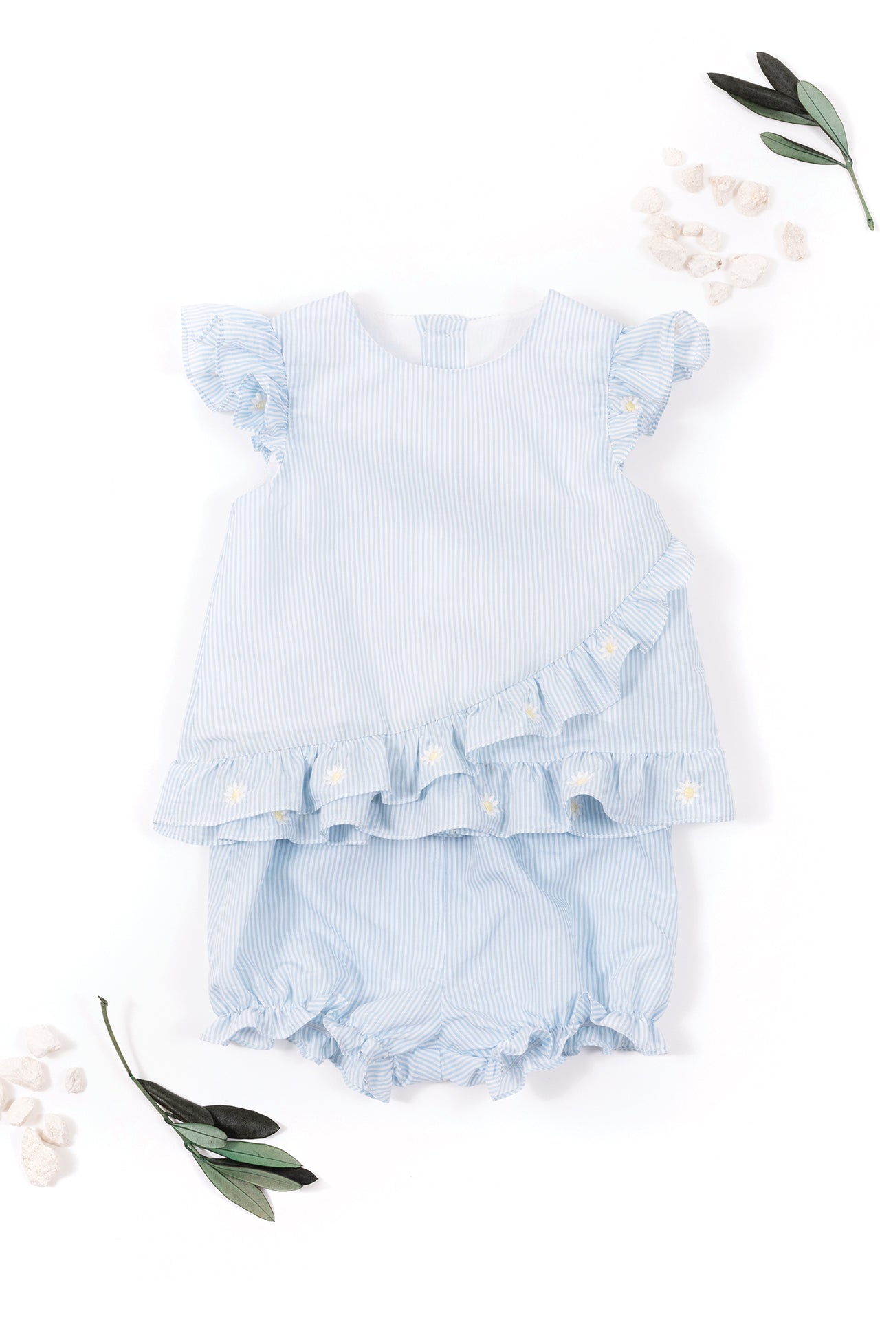 Outfit Short - Stripes White / 9M