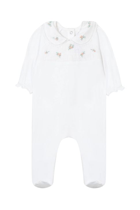 Babygrow - White cotton with embroidery - Tartine Et Chocolat