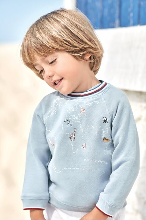 Sweatshirt - Azure fleece with map - Tartine Et Chocolat